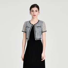 司歌蕾丝短袖外套短款百搭B891075y