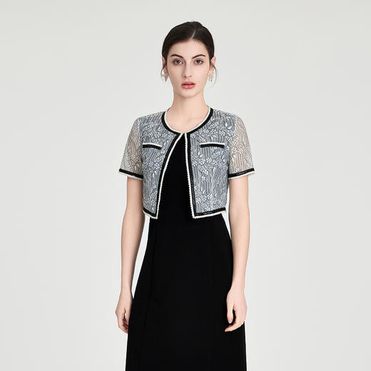 司歌蕾丝短袖外套短款百搭B891075y 商品图0