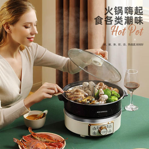 【小家电】迈卡罗MC-HG160A升降电火锅 分体式电热锅 家用多功能料理锅 电热蒸煮炖锅烧烤肉煎炒HF 商品图0