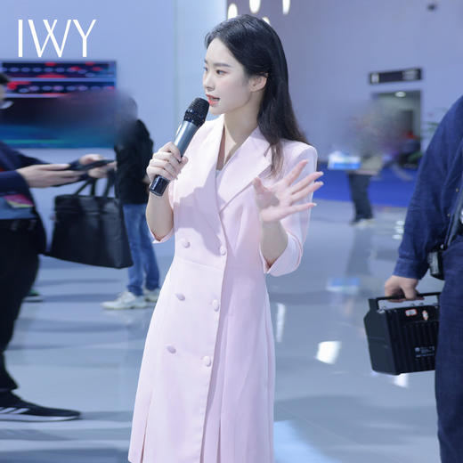 IWY/粉色播音主持人连衣裙端庄大气教师录课正装高端艺考演讲比赛Q13305 商品图4