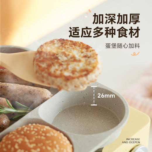 kimscook煎蛋早餐锅家用三孔煎锅多功能煎牛排汉堡模具平底煎蛋锅 商品图3