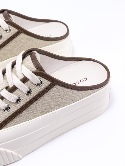 COCO ZONE高级感拼色半拖帆布鞋时尚通勤百搭一脚蹬休闲鞋CC2B0616 商品图3