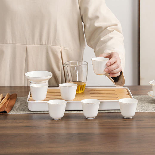旅行茶具套装羊脂玉家用户外便携式收纳泡茶杯露营功夫茶具高档白 商品图6