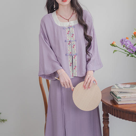 裁缝学苑AQ288新款汉元素国风对襟方领衫半身裙套装纸样女装样板 商品图2