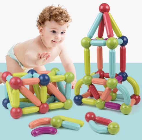 🌷【天越星3D磁力棒S5498】✅每个磁力棒都能360度转动，可以拼搭出任何结构~💅 商品图1