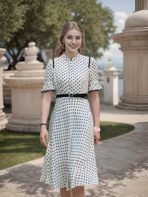 撞色花边连衣裙 商品图0