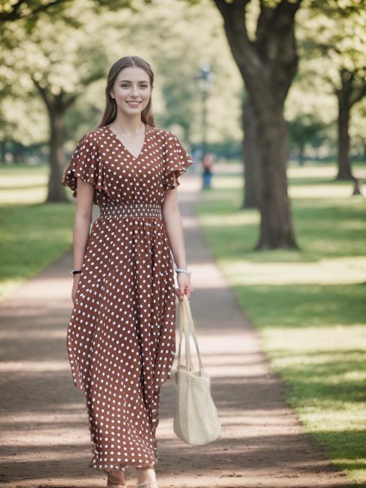 V领不规则摆连衣裙 商品图2