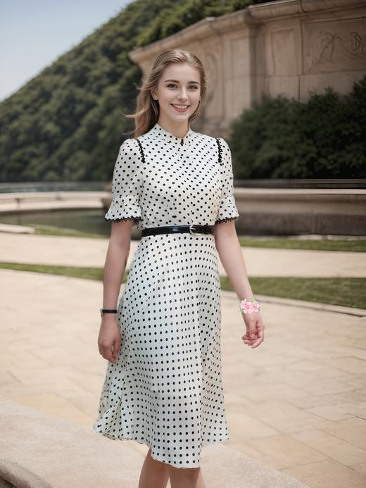 撞色花边连衣裙 商品图3