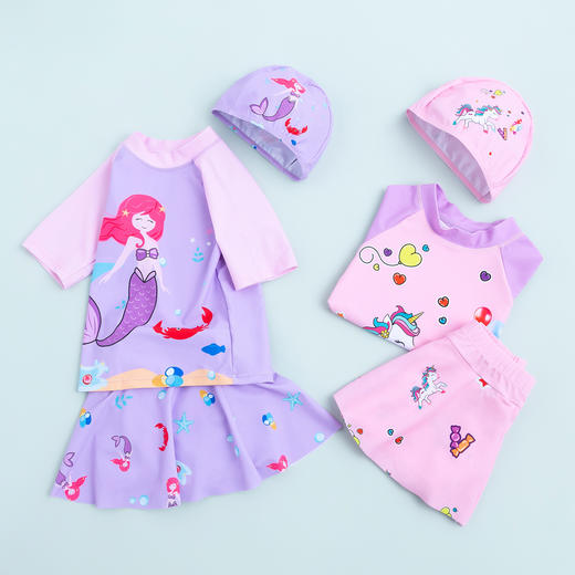 贝贝怡夏季儿童泳衣套装泳衣泳裤女童泳装裤裙 222P2477 商品图1