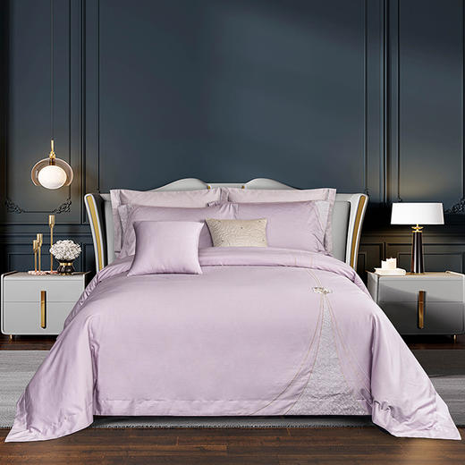 雅芳婷床笠款四件套刺绣纯色50s长绒棉贡缎高端轻奢 商品图5