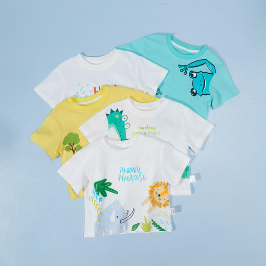 贝贝怡童装儿童t恤纯棉夏季透气男童半袖卡通T恤ZB2DS046 商品图0