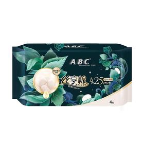 ABC4片425mm蚕丝蛋白丝享棉加长夜用卫生巾