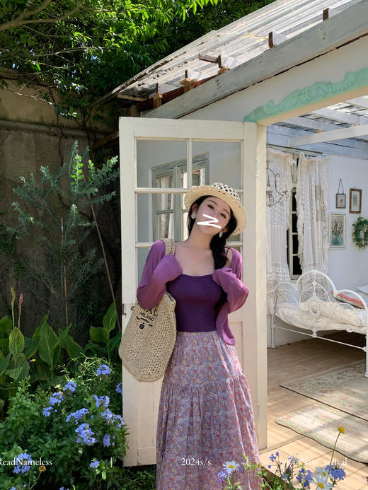 Read Nameless/深紫吊带+韩国紫色碎花裙 商品图10