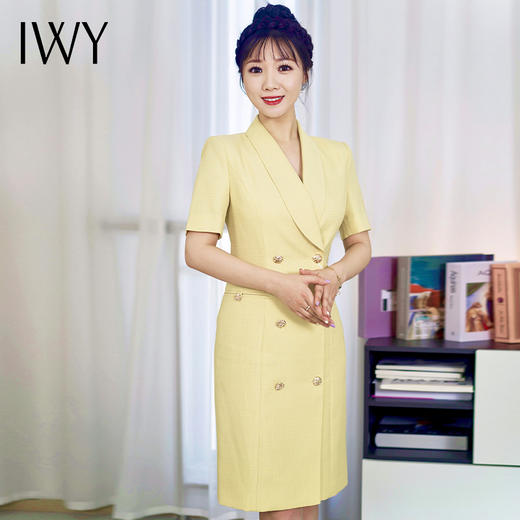 IWY/黄色西装连衣裙短袖高级感气质商务主持人服饰商务通勤女神范Q141268 商品图2