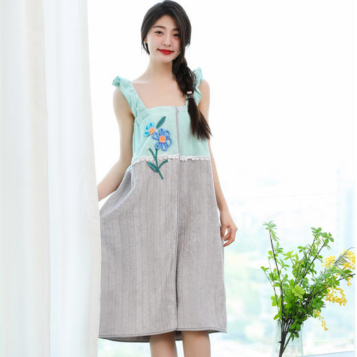 浴巾女夏天家用珊瑚绒吸水速干不掉毛大人吊带可穿可裹浴袍式浴裙_ym 商品图10