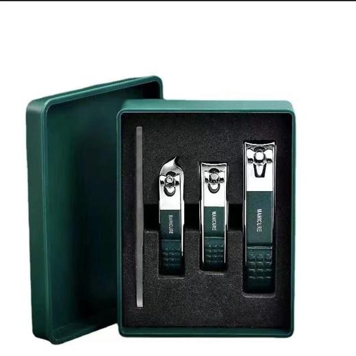 「9.9元到手4件套！防飞溅设计」墨绿色4件套指甲刀套装 居家日用防飞溅家用指甲剪修甲刀修甲工具 商品图4