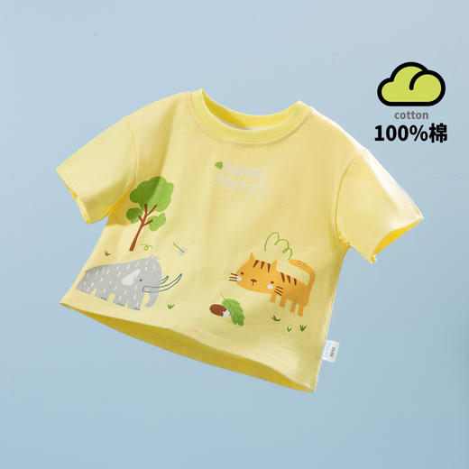 贝贝怡童装儿童t恤纯棉夏季透气男童半袖卡通T恤ZB2DS046 商品图4