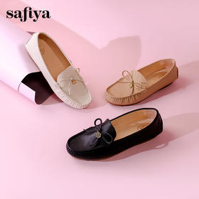 Safiya/索菲娅2024春新款透气真皮防滑休闲蝴蝶结软底单鞋 SF41112075