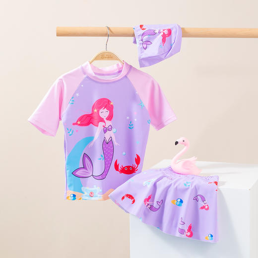 贝贝怡夏季儿童泳衣套装泳衣泳裤女童泳装裤裙 222P2477 商品图2