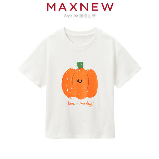 【T恤】小童舒适亲肤糯米棉趣味可爱南瓜印花T恤 1N2351212 商品图1