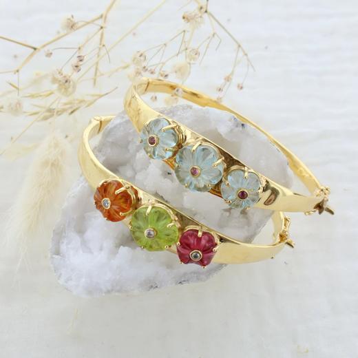 北京仓｜Leticia Ponti-Jonc Iris-海蓝宝色 水晶 花朵 手镯［法国设计师］ 商品图1