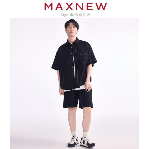 【短裤】男装柔软亲肤舒适微阔五分裤 1N2114102 商品图3