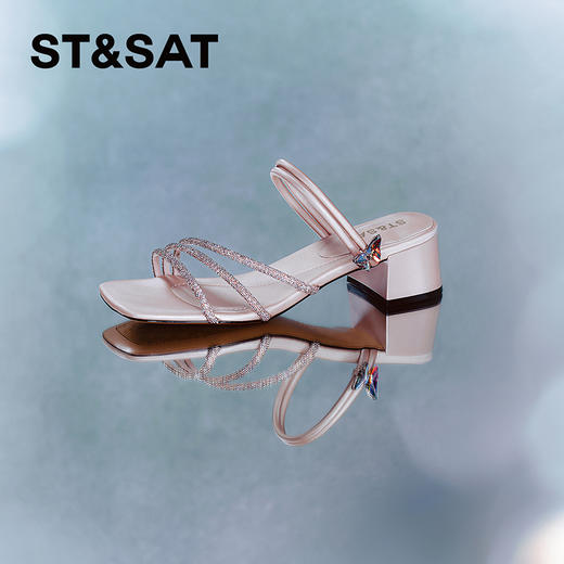 星期六闪烁蝴蝶钻条粗跟凉拖SSC2115269 商品图0