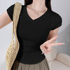 【YW】无忧购美式辣妹修身显瘦内搭正肩T两侧松紧短袖圆领/V领上衣T026（截单后3-5天发货) 商品缩略图4