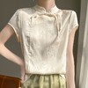 【新中式，百搭国风】SIIJJEYY枝辑缎面盘扣衬衫短袖上衣  (5色可选) 商品缩略图0