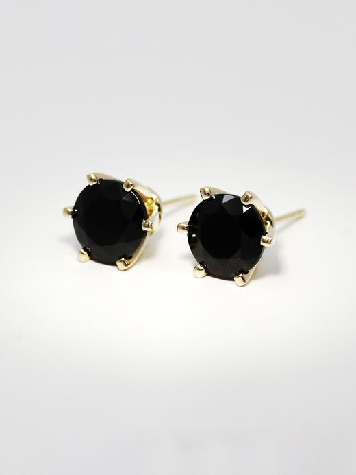 AWU｜BS-E-G  14k金  Black Spinel Earrings 8mm [ 曜 黑尖晶 耳钉  ] 商品图0