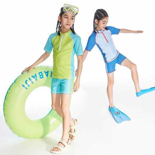 onmygame儿童分体泳衣泳裤套装2024新款男女童速干短裤短袖夏季 商品图4