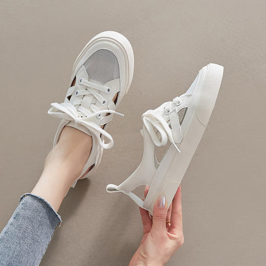 ZHR包头运动小白鞋2024夏季新款外穿百搭轻便薄款透气镂空凉鞋女 商品图1