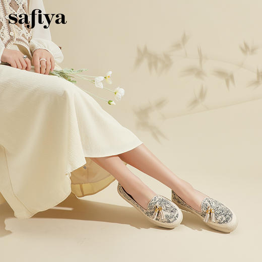 Safiya/索菲娅2024春新款流苏复古百搭厚底懒人休闲渔夫鞋 SF41112057 商品图6