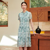 佐尔美气质新中式碎花100%桑蚕丝连衣裙女M42LS28 商品缩略图0