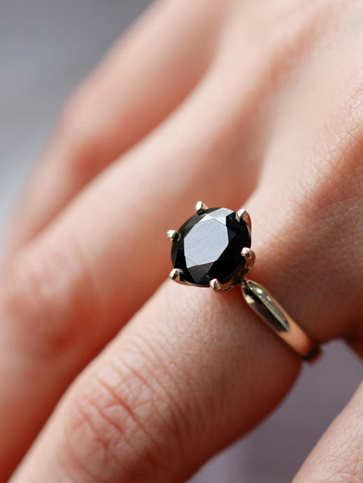 AWU｜BS-R-G  14k金  Black Spinel Ring 10mm [ 曜 黑尖晶 戒指 ] 商品图0