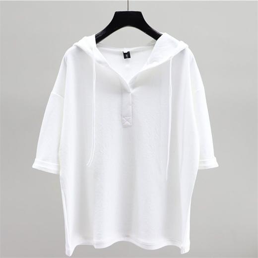 【时尚百搭❗️宽松薄款连帽卫衣】韩版宽松舒适百搭，纯棉短袖新款T恤女，胖mm显瘦上衣L 商品图1