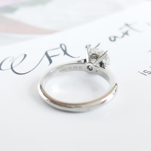 【95新正品】Cartier卡地亚1895铂金经典四爪镶钻戒指N4163651 1.55CT-G-VVS 戒圈51号 120621LV04+ 商品图1