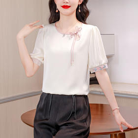 新中式设计感百搭领口撞色短袖衬衫K-A83N9031