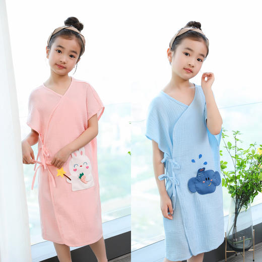 儿童浴袍纯棉女童斗篷可穿吸水速干游泳四季通用夏季纱布浴衣_ym 商品图0