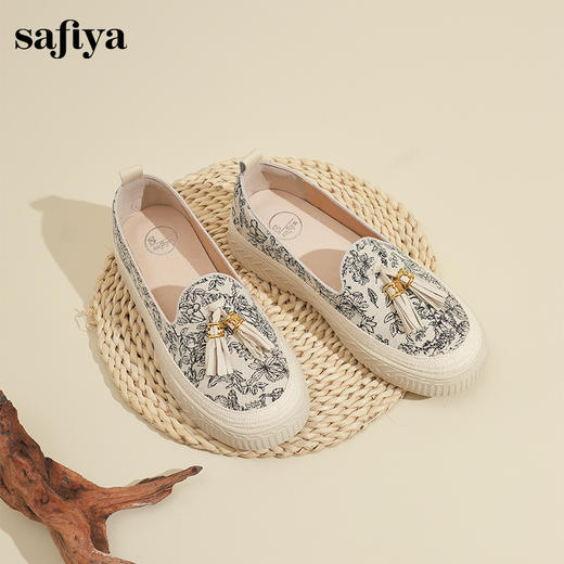Safiya/索菲娅2024春新款流苏复古百搭厚底懒人休闲渔夫鞋 SF41112057 商品图5