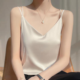 【丝滑透爽，经典百搭】SIIJJEYY枝辑夏季女士仿真丝面双肩带背心吊带（6色可选）