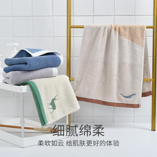 洁丽雅动物刺绣纯棉毛巾家用成人款全棉洗脸巾面巾擦脸巾加厚吸水 商品图1