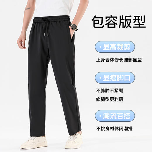 【Q】【冰丝速干】【新款X】大依优型大码冰丝裤松紧腰休闲运动裤直筒卫裤休闲裤加肥加大运动薄薄长裤胖子裤子夏季款 商品图1