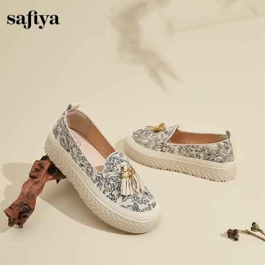 Safiya/索菲娅2024春新款流苏复古百搭厚底懒人休闲渔夫鞋 SF41112057 商品图2