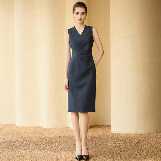 灰色西装外套女正式场合气质职场轻熟风无袖连衣裙两件套显瘦夏季 商品图4