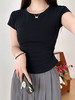【YW】无忧购美式辣妹修身显瘦内搭正肩T两侧松紧短袖圆领/V领上衣T026（截单后3-5天发货) 商品缩略图12