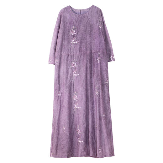 牧衣游原创 炒色丝棉匹绣连衣裙设计感复古气质假两件裙子 字字双 商品图4