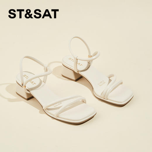 星期六极简方头细条带粗跟凉鞋SSC2115922 商品图7