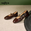Safiya/索菲娅2024秋 法式复古玫瑰金属扣方头低跟浅口玛丽珍鞋 SF43112134 商品缩略图0