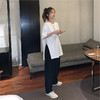 中长款开叉体恤【圆领中长款宽松T恤女潮棉】休闲风新款纯色夏季上衣服 商品缩略图2